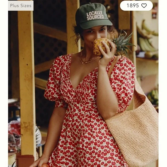 Maeve Floral Puff Sleeve Romper - Red and White - Picture 8 of 12